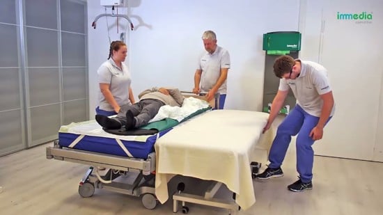 How to transfer from a bed to an operating table 